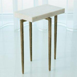 Laforge Accent Table - Antique gold w/ White Honed Marble Top