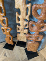 Sculpted Wooden Totems- Set of 3