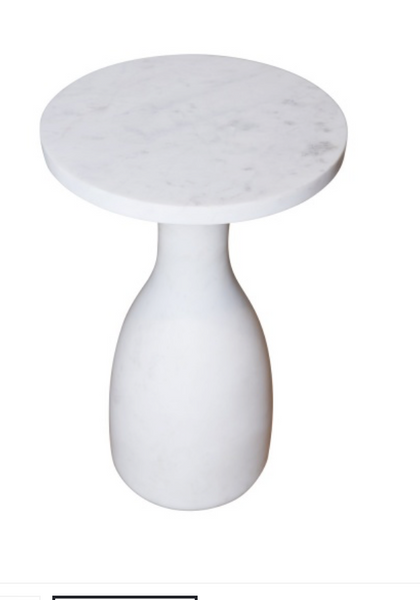 Jasper Side Table, White Marble